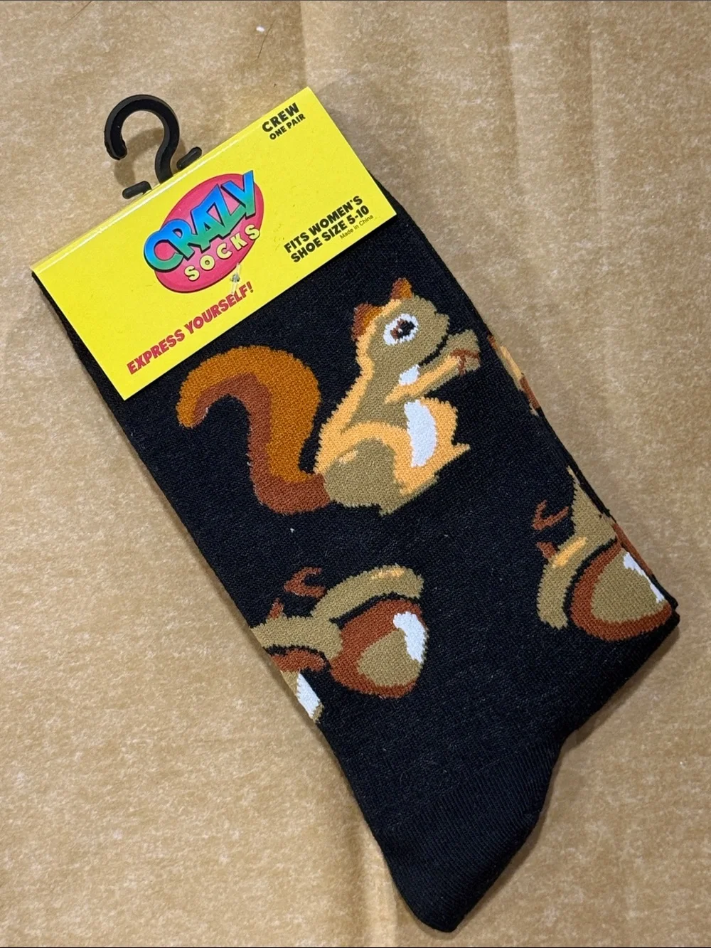 3/$15 Squirrels & Acorns Funny Novelty Crew Socks - NWT